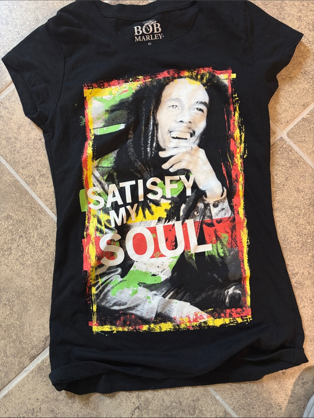 Bob Marley Kids Black Graphic Tee - "Satisfy My Soul"